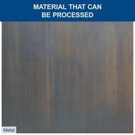 Material showing processing capabilities for a dual-sided grinder with LED – metallic surface indicating machinable metal