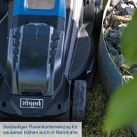 Bild zeigt Scheppach-Rasenkanteneinzug mit bidirektionalem Einsatz für präzises Mähen auch an Randnähe