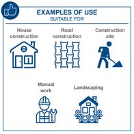 Key features of the Scheppach HP2300S: Suitable for house construction, road construction, construction sites, manual work, and landscaping. Includes a mat and a driving mechanism.
