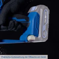 Ölflasche am Gerät für praktische Lagerung und sicheren Transport