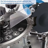Die Schutzabdeckung schützt während des Schleifvorgangs vor entstehendem Funkenflug.