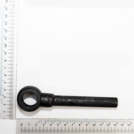 Ein schwarzer Ölleitungsschlauch mit einem runden Ende, gemessen an einer Skala. Der Schlauch ist etwa 12 cm lang.