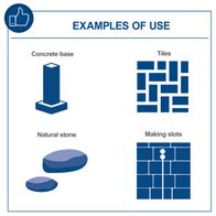 Diagram showing base types and tiles for demolition tool – Concrete base and stone tiles