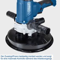 Der Zusatzgriff des Wand- und Deckenschleifers DS200 kann beidseitig montiert werden und sorgt für eine maximale Kontrolle während des Arbeitsvorgang.