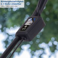 Die Akku-Kehrmaschine C-S610-X von Scheppach bietet eine dreistufige Geschwindigkeitsregelung mit 160, 190 oder 220 min⁻¹. Ideal für effizientes Kehren.