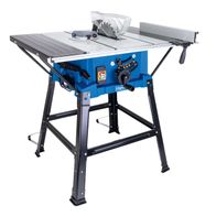Tischkreissäge HS110 von Scheppach, seitliche Ansicht. Inkl. Verbreiterungen und Untergestell.