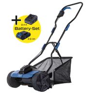 Scheppach Akku-Spindelmähmaschine mit 20V, 2Ah-Batterie und Ladegerät, inkl. 45-Liter-Mähkorb und 38 cm Schnittbreite