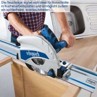 Die Tauchsäge eignet sich ideal für Ausschnitte in Küchenarbeitsplatten und ermöglicht zudem ein splitterfreies Arbeiten.