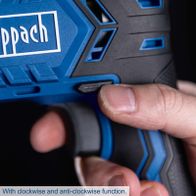 The cordless hammer drill C-RHD130-X by Scheppach has an impact energy of 1.3J and an impact rate of up to 6000bpm. It features an LED light and has a clockwise and anti-clockwise rotation function.