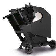 Wippsäge WOX D700 Black Edition von Scheppach, seitliche Ansicht mit offener Schutzabdeckung.