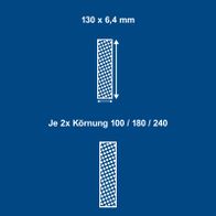 Schleifband-Set mit Abmessungen 130 x 6,4 mm und Körnungen 100, 180, 240 für Schleifarbeiten
