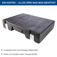 Der Werkzeugkoffer TB217 von Scheppach ist langlebig dank hochwertiger Materialien und mobil sowie handlich dank des Transportkoffers.