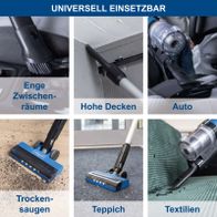 Versatile Staubsaugerlösungen für verschiedene Räume und Oberflächen: Enge Räume, hohe Decken, Autoreinigung, Trockensaugen, Teppich und Textilien