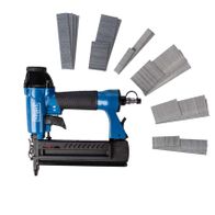 Scheppach-Druckluftnagler mit Zubehörset: Nagelhalterungen und -spulen