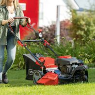 Der Benzin-Rasenmäher MS197-51-3W von Scheppach verfügt über einen großen Fangsack und einen robusten Rahmen. Er ist ideal für den Einsatz im Garten.