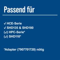 Scheppach-Hardwarekompatibilität für HCE-Serie, SHD135, SHD180 sowie HPC- und SHD110-Modelle mit Adapter (7907701720) erforderlich