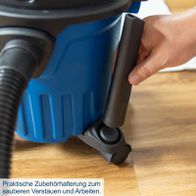 Praktische Zubehörhalterung zum sauberen Verstauen und Arbeiten. Ideal für den Akku-Nass-/Trockensauger C-NTS15-X von Scheppach.