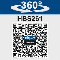 Bandsäge HBS261 mit 360°-Drehfunktion und QR-Code für Scheppach-Produktinformationen