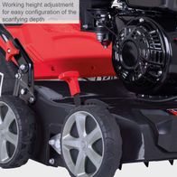 The Scheppach Petrol Scarifier SC55P features easy height adjustment for configuring the scarifying depth.