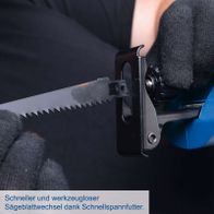 Schnellspannfutter für schnellen Wechsel des Sägeblattes auf Akku-Säbelsäge