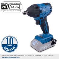Akku-Schlagschrauber BC-IW350-X von Scheppach mit 20V IXES Batterieplattform und 10 Jahren Garantie bei Online-Registrierung. Brushless-Motor mit Drehmomentstufen 180-350-370Nm und 1/2" Aufnahme.
