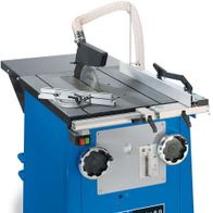 Tischkreissäge Precisa 6.0 von Scheppach, seitliche Ansicht mit Bedienpanel und Staubabsaugung.