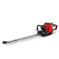 Die Benzin Heckenschere PHT600 Scheppach mit 56 cm Schnittlänge und 2,7 cm Schnittstärke. Easy Start Funktion für einfaches Anlassen. Gezeigt von der Seite.