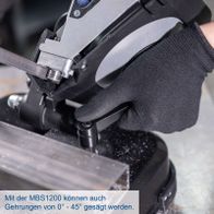 Metallbandsäge mit Angabe der 45-Grad-Mitersäge-Fähigkeit für die MBS1200