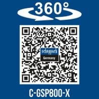 360°-Drehfunktion für optimale Streuung; Scheppach C-GSP800-X Akku-Handstreuer mit QR-Code für Deutschland