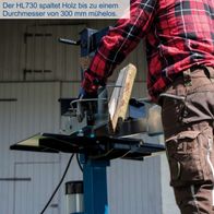Der Holzspalter HL730 spaltet Holz bis zu einem Durchmesser von 300 mm mühelos.