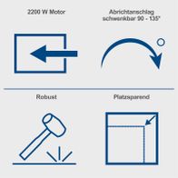 Motorleistung und Bewegungsfähigkeit eines 2200-Watt-Abricht- und Dickenhobels mit Schwenkfunktion