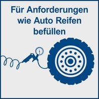 Ein Kompressor zum Befüllen von Auto Reifen. Der Kompressor HC24x von Scheppach mit 8bar Druck, 24L Tank, ölfrei und 180L/min Ansaugleistung inkl. Fahrvorrichtung.