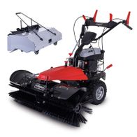 Benzin Kehrmaschine SC2200PE von Scheppach mit 4,9 PS, 100 cm Kehrbreite, E-Start, 3 Vorwärts- und 1 Rückwärtsgang sowie inkl. Auffangbehälter.