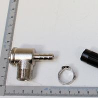 Luftleitung kpl. Gewinde G3/8/G1/4 mit Gewebeschlauch, Ansicht von der Seite mit Maßstab.