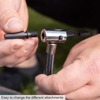 The cordless hand-held compressor C-HKO7BE-X Set S by Scheppach allows for easy changing of different attachments.