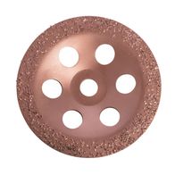 Hartmetalltopfscheibe CGP1200 von Scheppach. Rundes Werkzeug mit fünf Löchern und strukturiertem Rand. Gezeigt von oben.