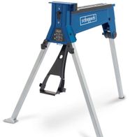 Spannbock SB1000 scheppach, seitliche Ansicht mit geöffnetem Spannmechanismus.