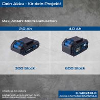 Scheppach Akku-Kartuschenpistole C-SEG310-X mit Batterieoptionen 20Ah und 40Ah, max. 310 ml Kartuschen, 300 bzw. 600 Stück pro Set