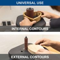 The oscillating spindle sander OSM100 by Scheppach is suitable for processing internal and external contours. It is universally applicable.