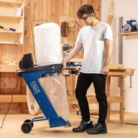 Die Absauganlage DC500 von Scheppach mit 75L Volumen, 550W Leistung und einer Luftleistung von 1150 m³/h. Inklusive 4-teiligem Adapterset. Die Maschine verfügt über einen großen Staubsack und einen robusten Rahmen.