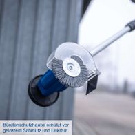 Schutzhaube für Bürstenwerkzeug gegen losen Schmutz und Unkraut