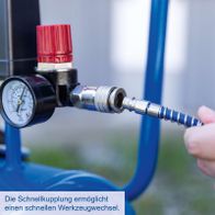Schnellkupplung für schnellen Werkzeugwechsel auf Kompressor HC30ox