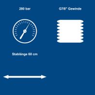 Technische Daten: Druck bis 280 bar, Gewinde G7/8", Stabilität 60 cm