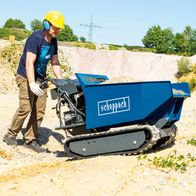 Kettendumper DP5000 von Scheppach mit Kettenantrieb und Hydraulik-Kippbehälter. Traglast 500 kg, 5,6 PS Motorleistung.