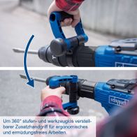 Ergonomischer 360°-Handgriff für bequemes und ermüdungsfreies Arbeiten mit Scheppach-Tools