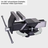 Schraubstock ASV360-100 mit 360° schwenkbarer Grundplatte, arretierbar mittels Spannhebel.