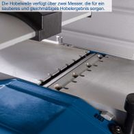 Die Hobelwelle verfügt über zwei Messer, die für ein sauberes und gleichmäßiges Hobelergebnis sorgen.