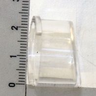 Schutzkappe für Laser Ø19,4 innen, Ansicht von der Seite. Die Kappe ist transparent und hat eine leicht gewölbte Form.