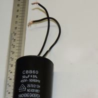 Elektrischer Kondensator (CBB60) mit 50 µF, 450 V, 50/60 Hz, Markierung Yancheng Gaoerda