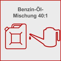 Benzin-Öl-Mischung 40:1 für die Kettensäge. Einfache und genaue Dosierung.